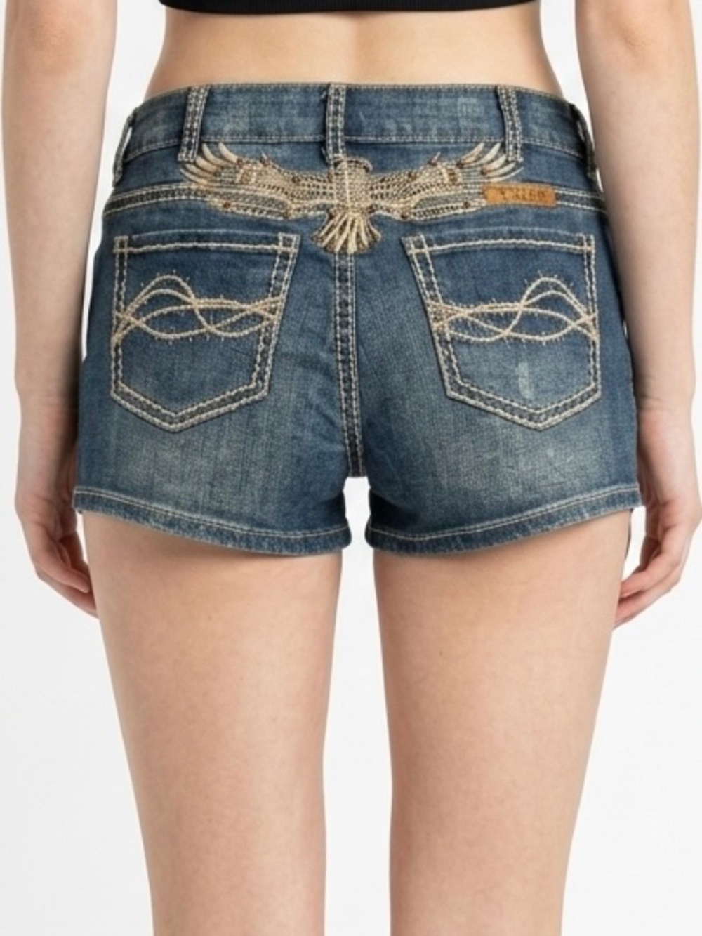 |•COWGIRL TUFF•| 'Freedom' Eagle Back Jean Shorts Size 29